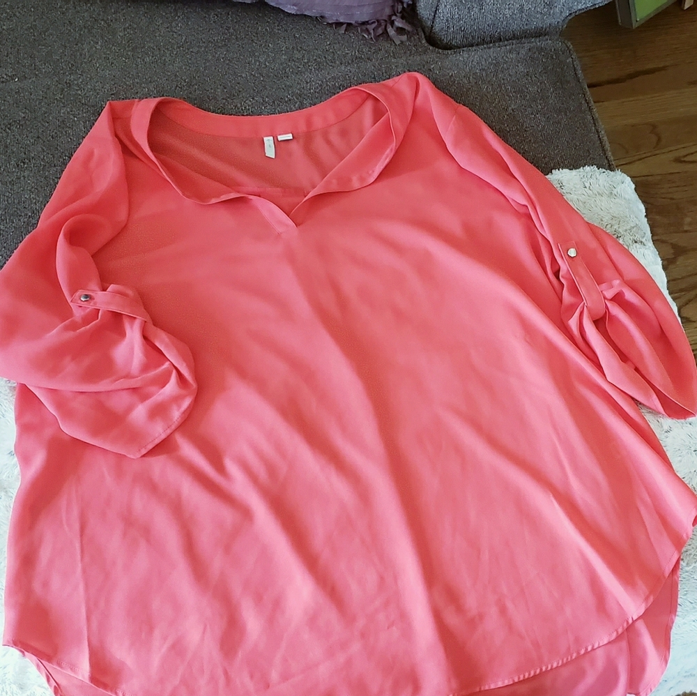 Coral colored tunic blouse